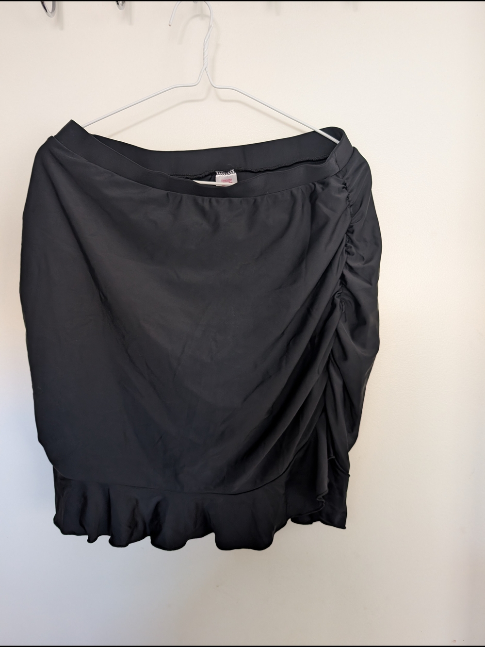 Black Ruffled Side-Ruched Swim Skirt - Sheikini